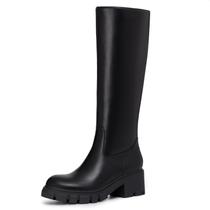 Botas de cano alto Athlefit pretas, plataforma, salto grosso, femininas