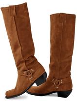 Botas de cano alto, camurça Coutgo, largas, panturrilha, salto grosso, marrons, femininas Botas de cano alto, camurça Coutgo, largas, panturrilha, salto grosso, marrons, femininas