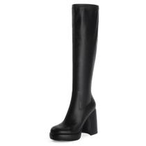Botas de cano alto com plataforma Modatope para mulheres, tamanho 8, pretas