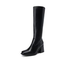Botas de cano alto DREAM PAIRS para mulheres com salto grosso e bico quadrado Botas de cano alto DREAM PAIRS para mulheres com salto grosso e bico quadrado
