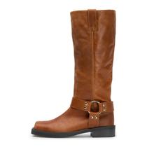 Botas de cano alto FIFSY Slip On Riding Fivelle femininas pretas e marrons Botas de cano alto FIFSY Slip On Riding Fivelle femininas pretas e marrons