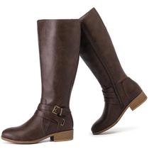 Botas de cano alto Ruiee 231113 Brown PU para mulheres tamanho 10