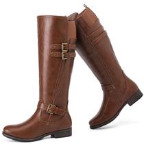 Botas de cano alto Ruiee 231118 Brown PU para mulheres tamanho 6