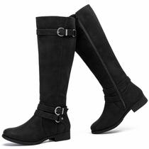 Botas de cano alto Ruiee Classic Comfort femininas pretas PU 39