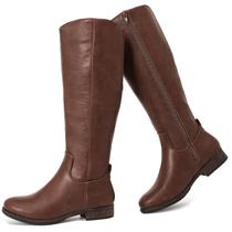 Botas de cano alto Ruiee Elegantes e confortáveis para mulheres marrons PU