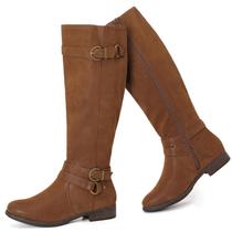 Botas de cano alto Ruiee femininas elegantes, de bico redondo, bronzeadas, PU 6,5 Botas de cano alto Ruiee femininas elegantes, de bico redondo, bronzeadas, PU 6,5