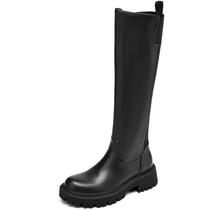 Botas de cano alto TEAIEUI Fashion Platform Lug Sole pretas 7