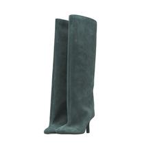 Botas de cano alto Vertundy femininas de camurça verde com salto agulha Botas de cano alto Vertundy femininas de camurça verde com salto agulha