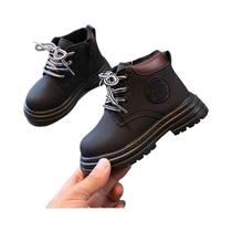 Botas De Cano Curto Em Couro PU Para Meninas E Meninos, Solado Macio, Antiderrapante, Calçados Para