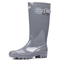 Botas de chuva femininas DKSUKO, altas, impermeáveis, cinza Wellington
