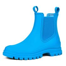 Botas de chuva femininas DKSUKO curtas de borracha impermeáveis azul royal