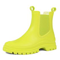 Botas de chuva femininas DKSUKO curtas de borracha impermeáveis fluorescentes