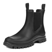 Botas de chuva femininas DKSUKO curtas de borracha impermeáveis pretas