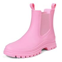 Botas de chuva femininas DKSUKO curtas de borracha impermeáveis pretas
