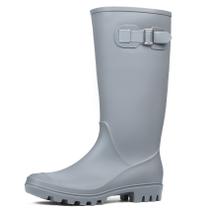 Botas de chuva femininas DKSUKO impermeáveis Wellington Matte Grey Botas de chuva femininas DKSUKO impermeáveis Wellington Matte Grey