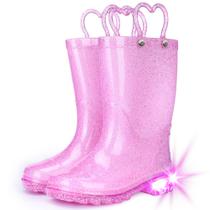 Botas de chuva Funspread Toddler Girls Glitter Light Up Pink 13