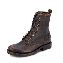Botas de combate femininas Frye Veronica de couro preto 7M