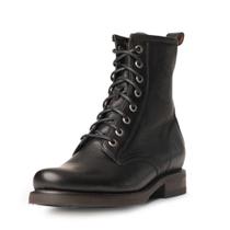 Botas de combate femininas Frye Veronica de couro preto 7M