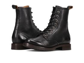 Botas de combate Frye Veronica Flex Bootie femininas de couro preto