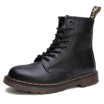 Botas de couro britânicas masculinas de joelho alto - Preto(35)