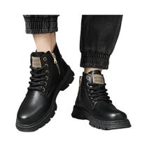 Botas De Couro Estilo Retrô Masculinas, Calçados Casuais De Cano Alto Com Solas Grossas E Zíperes Botas De Couro Estilo Retrô Masculinas, Calçados Casuais De Cano Alto Com Solas Grossas E Zíperes