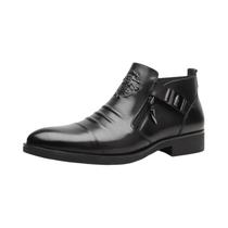 Botas De Couro Masculinas De Inverno Antiderrapantes Com Plataforma Punk E Zíper Pretas Com Bico Botas De Couro Masculinas De Inverno Antiderrapantes Com Plataforma Punk E Zíper Pretas Com Bico