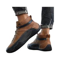 Botas De Couro Masculinas Feitas À Mão, Antiderrapantes, Para Caminhadas E Trabalho, Moda Outono