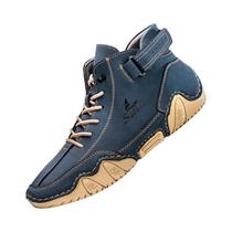 Botas De Couro Masculinas Feitas À Mão, Casuais, Para Trekking Ao Ar Livre, Design Respirável Para O