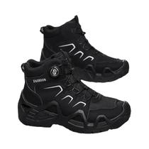 Botas De Couro Oversized De Moda Militar Com Fivela Rotativa Para Caminhadas