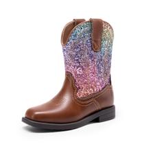 Botas de cowboy DREAM PAIRS para crianças pequenas, marrom ocidental, tamanho 10