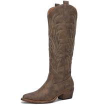 Botas de cowboy femininas GLOBALWIN, marrons, até o joelho, 8M