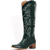 Botas de cowboy IUV Knee High Western para mulheres de salto grosso Botas de cowboy IUV Knee High Western para mulheres de salto grosso