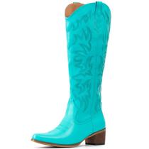 Botas de cowboy IUV Knee High Western para mulheres de salto grosso Botas de cowboy IUV Knee High Western para mulheres de salto grosso