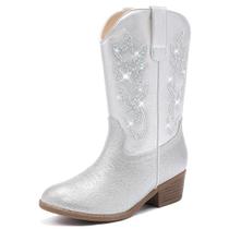 Botas de cowboy LAURMOSA Kids para meninas prateadas tamanho 11 Botas de cowboy LAURMOSA Kids para meninas prateadas tamanho 11