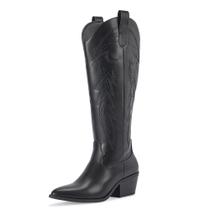 Botas de cowboy LISYIIZ Western Knee com bico alto e pontudo para mulheres