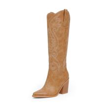 Botas de cowboy Modatope Brown Bordado para mulheres, tamanho 8,5