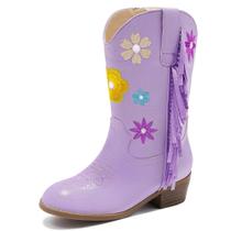 Botas de cowboy Motasha Girls Purple para crianças tamanho 1