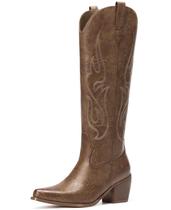 Botas de cowboy Pasuot Wide Calf para mulheres marrons US 9 Botas de cowboy Pasuot Wide Calf para mulheres marrons US 9