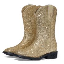 Botas de cowboy Rollda Kids Glitter Western Gold tamanho 3 Botas de cowboy Rollda Kids Glitter Western Gold tamanho 3