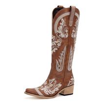 Botas de cowboy vodvob Western Embroidered Strass para mulheres