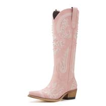 Botas de cowboy vodvob Western Embroidered Strass para mulheres