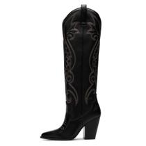 Botas de cowboy VOMIRA até o joelho para mulheres com salto grosso de 9,5 cm Botas de cowboy VOMIRA até o joelho para mulheres com salto grosso de 9,5 cm