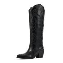 Botas de cowboy wetkiss até o joelho preta e panturrilhas Botas de cowboy wetkiss até o joelho preta e panturrilhas