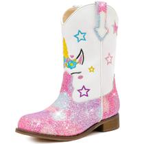 Botas de cowgirl Motasha Unicorn Glitter para meninas Rainbow Botas de cowgirl Motasha Unicorn Glitter para meninas Rainbow