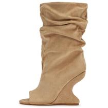Botas de cunha Rhineshell femininas, desleixadas, meio da panturrilha, marrons, tamanho 6,5 Botas de cunha Rhineshell femininas, desleixadas, meio da panturrilha, marrons, tamanho 6,5