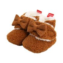 Botas De Inverno De Pelúcia Com Laço De Borboleta Para Bebês Meninas, Sapatos De Algodão