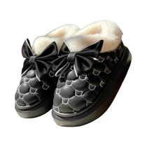 Botas De Inverno Femininas Com Plataforma E Laço Designer, Botinhas De Neve, Pantufas Fluffy Para Botas De Inverno Femininas Com Plataforma E Laço Designer, Botinhas De Neve, Pantufas Fluffy Para