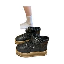 Botas De Inverno Femininas De Cano Alto Com Forro De Pelo Grosso, Calçados Casuais Quentes De