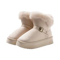 Botas De Inverno Femininas De Pelúcia, Sapatos Casuais De Plataforma Luxuosos Com Pelagem Botas De Inverno Femininas De Pelúcia, Sapatos Casuais De Plataforma Luxuosos Com Pelagem