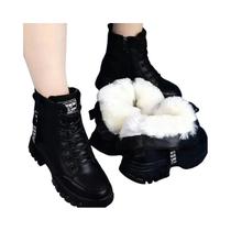 Botas De Inverno Femininas Em Veludo Preto Com Solado Grosso, Tênis De Algodão Casuais E Elegantes Botas De Inverno Femininas Em Veludo Preto Com Solado Grosso, Tênis De Algodão Casuais E Elegantes